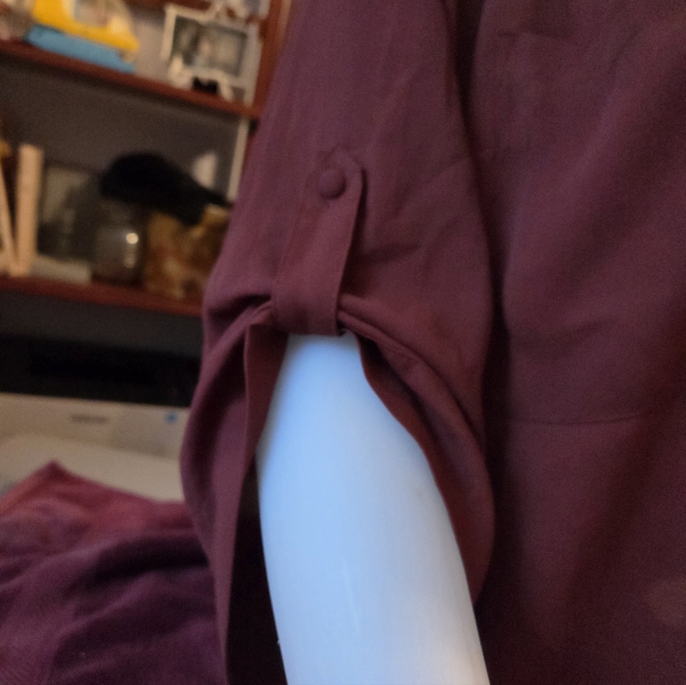 Torrid Harper Deep Burgundy Blouse with Roll-Up Sleeves - Picture 3 of 4